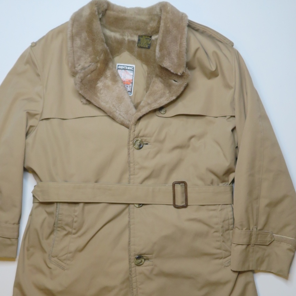 Mighty Mac Gloucester Jacket Faux Sherpa Lined Trench Coat Mens 46 R Vintage